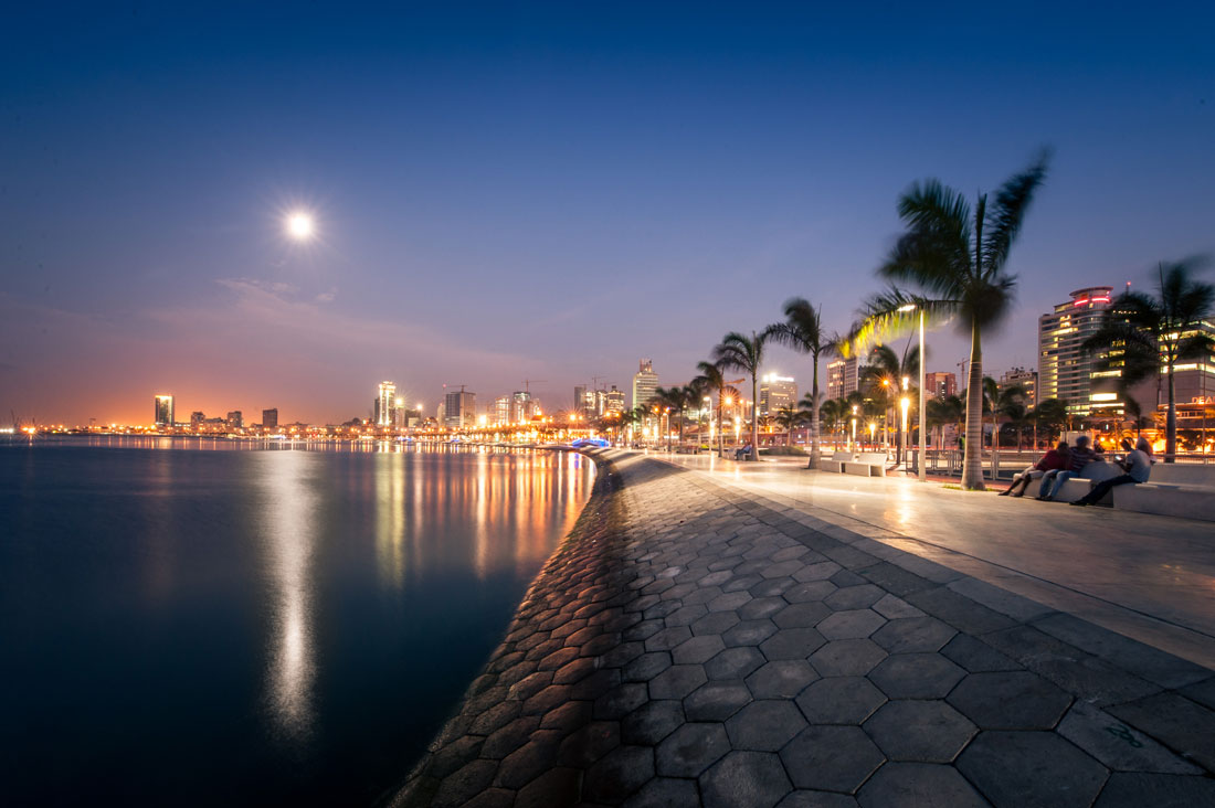 Luanda's Marginal promenade at dusk